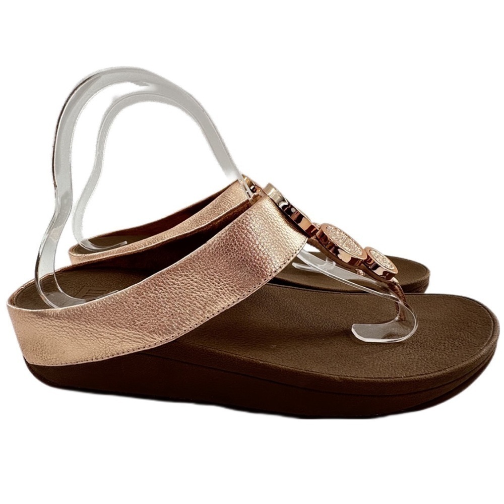 Fitflop sandal style I42-323 10 42 rose gold leather thong flip flop orthopedic